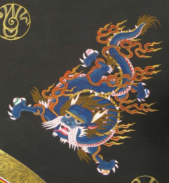 [hq] Tibetan Thangka Of Big Dark Round Mandala, [24k Real Gold]