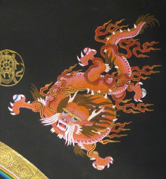 [hq] Tibetan Thangka Of Big Dark Round Mandala, [24k Real Gold]