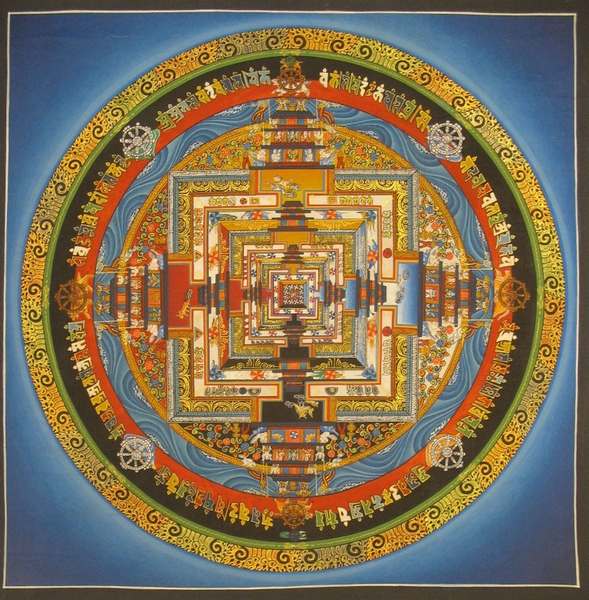 Tibetan Thangka Of Medium Kalachakra Mandala