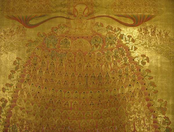 [hq] Tibetan Thangka Of Golden Tsogksing Gelug, [24k Real Gold]