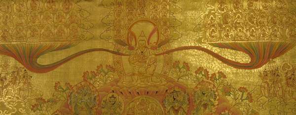 [hq] Tibetan Thangka Of Golden Tsogksing Gelug, [24k Real Gold]