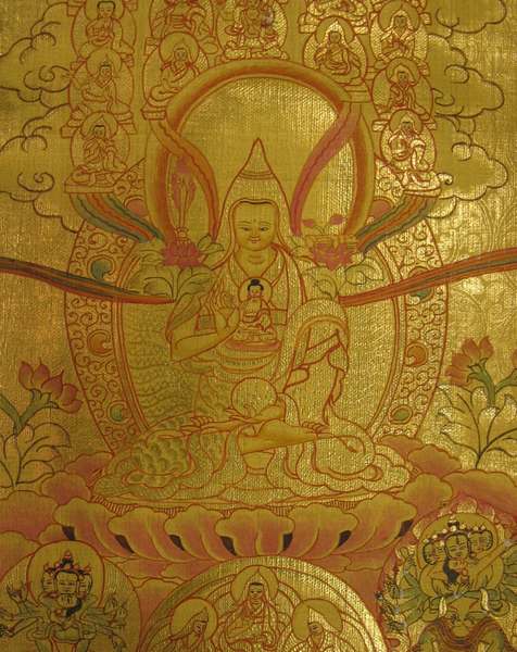 [hq] Tibetan Thangka Of Golden Tsogksing Gelug, [24k Real Gold]