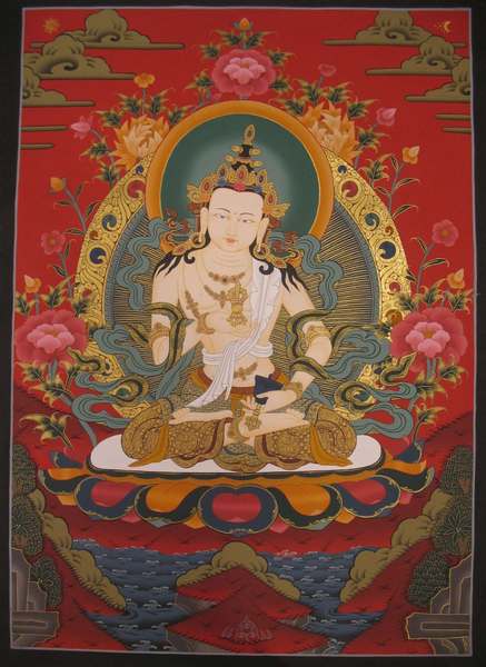 Tibetan Thangka Of Vajrasattva, [24k Real Gold]