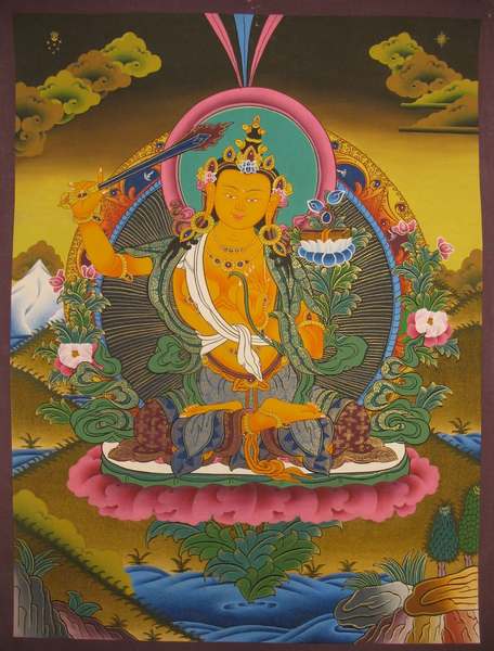 Tibetan Thangka Of Manjushri