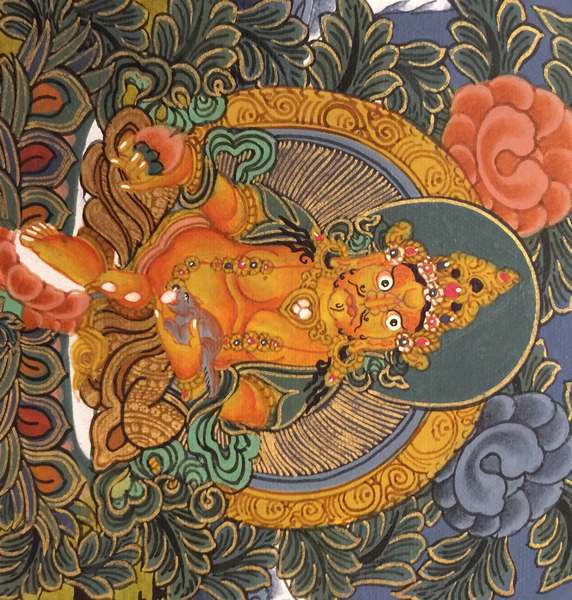 Tibetan Thangka Of Zambala Mandala
