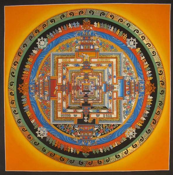 Tibetan Thangka Of Kalachakra Mandala