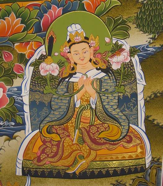Tibetan Thangka Of Guru Rinpoche, [24k Real Gold]