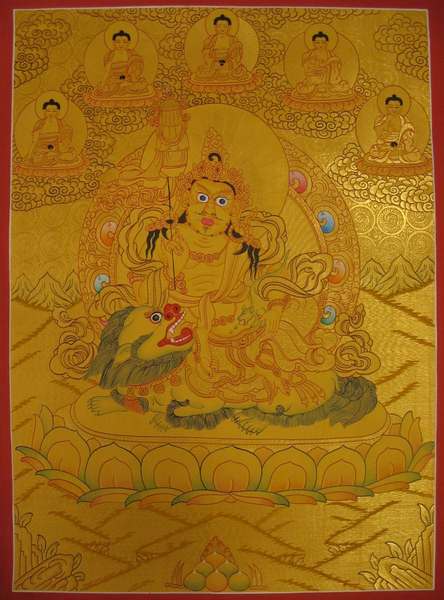 Tibetan Thangka Of Namtose, [24k Real Gold]