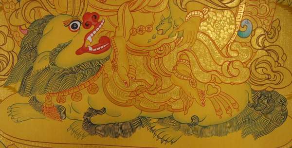 Tibetan Thangka Of Namtose, [24k Real Gold]