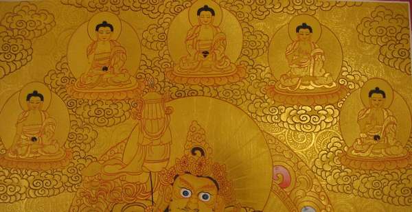 Tibetan Thangka Of Namtose, [24k Real Gold]