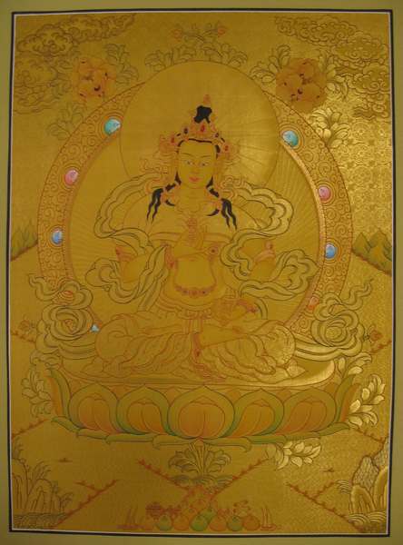 Tibetan Thangka Of Vajrasattva, [24k Real Gold]