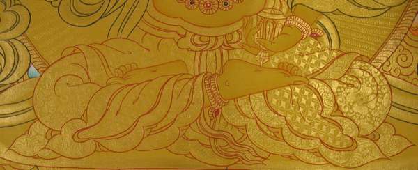 Tibetan Thangka Of Vajrasattva, [24k Real Gold]