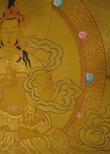 Tibetan Thangka Of Vajrasattva, [24k Real Gold]