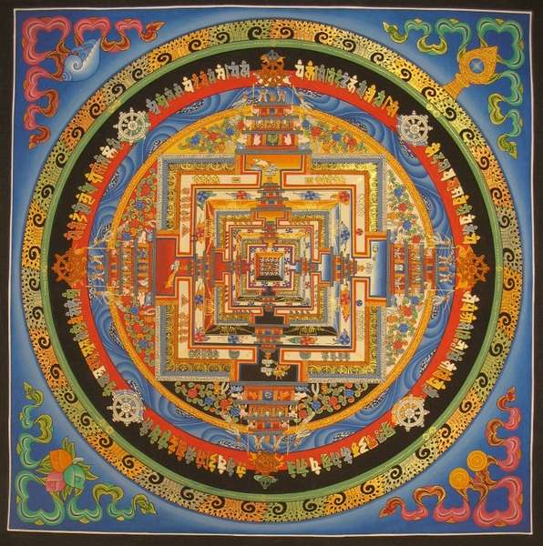 Tibetan Thangka Of Kalachakra Mandala