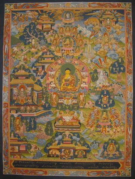 Tibetan Thangka Of Buddha Life Story, [24k Real Gold]