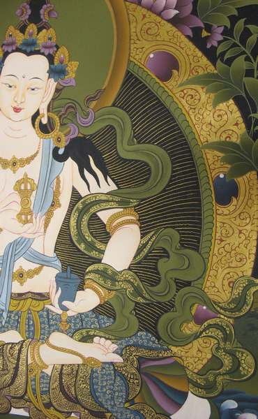 Tibetan Thangka Of Vajrasattva, [24k Real Gold]
