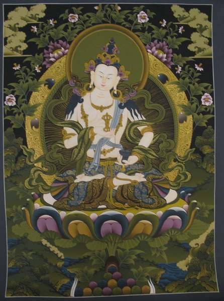 Tibetan Thangka Of Vajrasattva, [24k Real Gold]