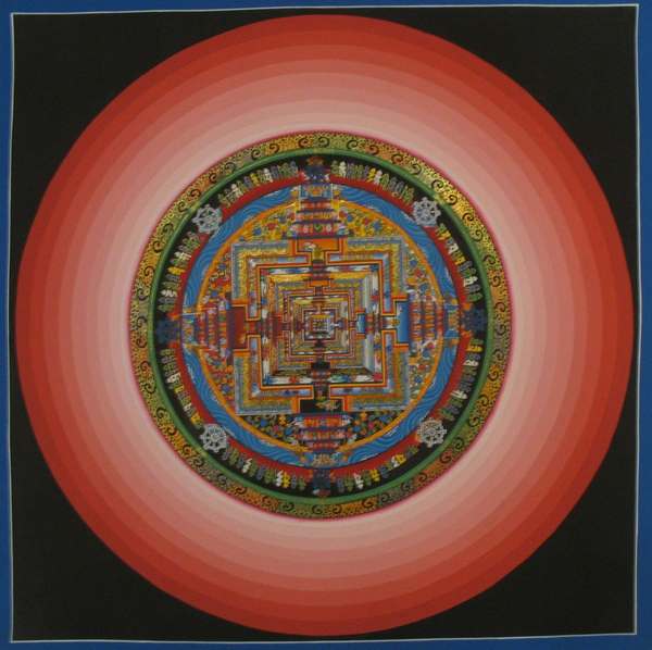 Tibetan Thangka Of Kalachakra Mandala With Halo