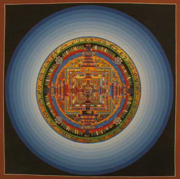 Tibetan Thangka Of Kalachakra Mandala With Halo