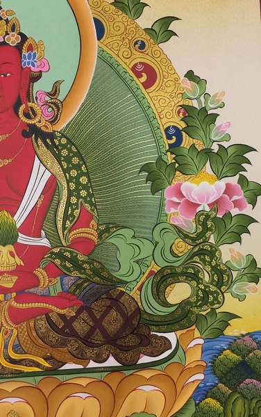 Tibetan Thangka Of Amitayus, [24k Real Gold]