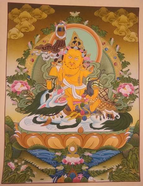 Tibetan Thangka Of Namtose, [24k Real Gold]