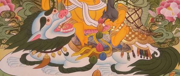 Tibetan Thangka Of Namtose, [24k Real Gold]