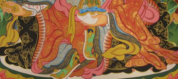 Tibetan Thangka Of Guru Rinpoche, [24k Real Gold]