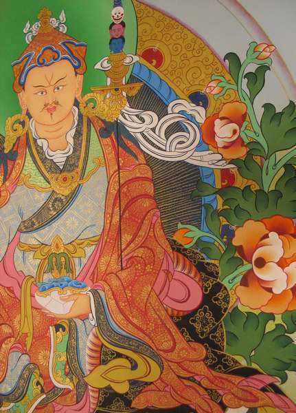 Tibetan Thangka Of Guru Rinpoche, [24k Real Gold]
