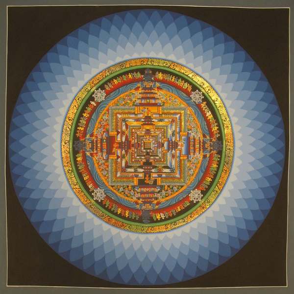 Tibetan Thangka Of Lotus Kalachakra Mandala