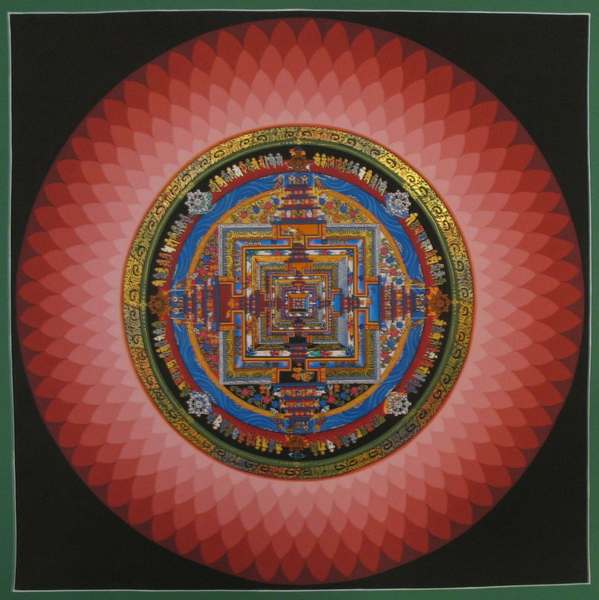 Tibetan Thangka Of Lotus Kalachakra Mandala