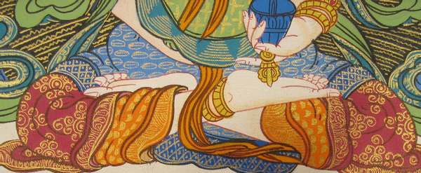 Tibetan Thangka Of Vajrasattva With Consort, [shakti], Yab-yum