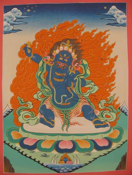 Tibetan Thangka Of Vajrapani [chana Dorje]