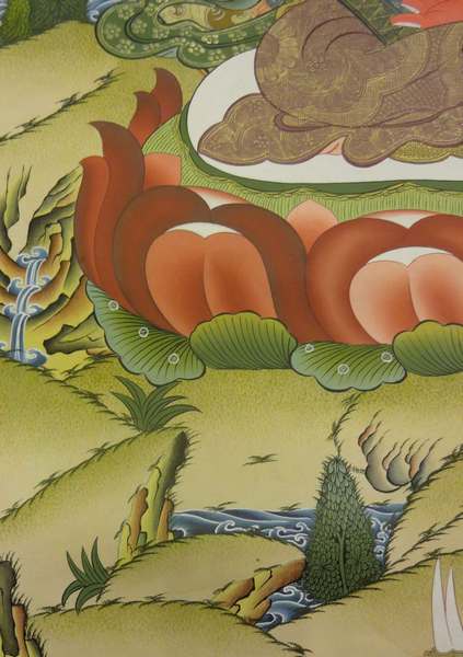 Tibetan Thangka Of Amitayus, [24k Real Gold]