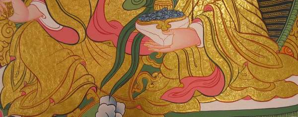 Tibetan Thangka Of Guru Rinpoche, [24k Real Gold]