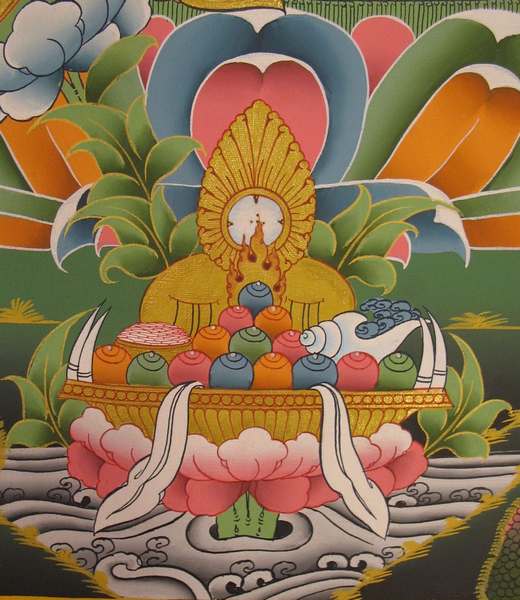 Tibetan Thangka Of Guru Rinpoche, [24k Real Gold]