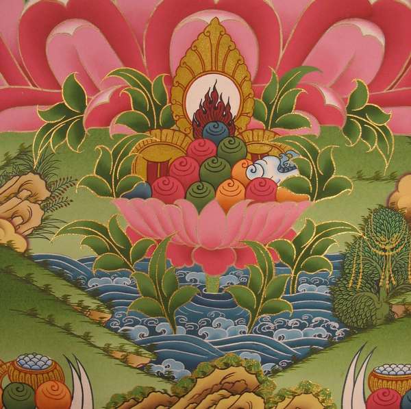 Tibetan Thangka Of White Tara In Color, [24k Real Gold]