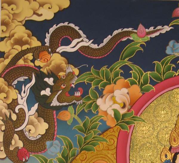 Tibetan Thangka Of White Tara In Color, [24k Real Gold]