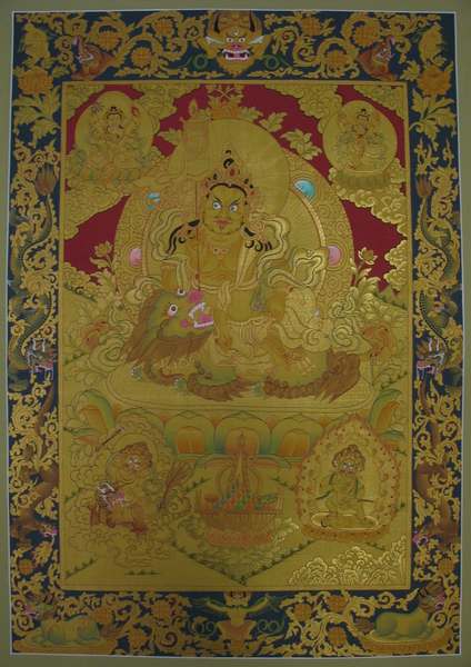 Tibetan Thangka Of Namtose Sethi, [24k Real Gold]