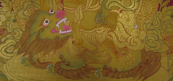 Tibetan Thangka Of Namtose Sethi, [24k Real Gold]