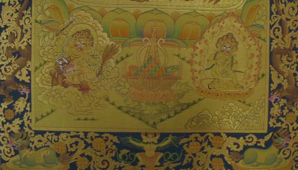 Tibetan Thangka Of Namtose Sethi, [24k Real Gold]