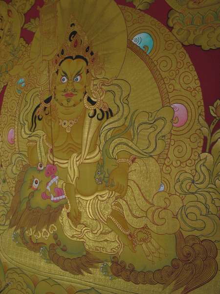 Tibetan Thangka Of Namtose Sethi, [24k Real Gold]