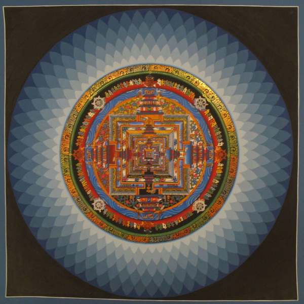 Tibetan Thangka Of Kalachakra Mandala With Lotus