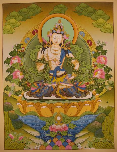 Tibetan Thangka Of Vajrasattva, [24k Real Gold]
