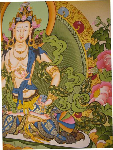 Tibetan Thangka Of Vajrasattva, [24k Real Gold]