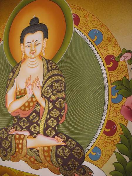 Tibetan Thangka Of Vairochana, [24k Real Gold]