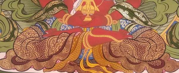 Tibetan Thangka Of Amitayus, [24k Real Gold]