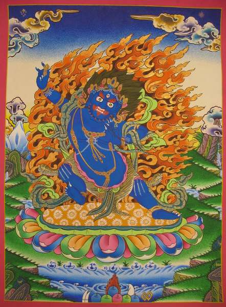 Tibetan Thangka Of Vajrapani [chana Dorje]
