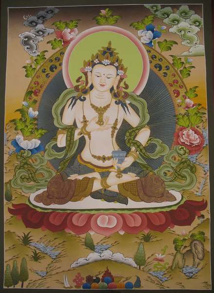Tibetan Thangka Of Vajrasattva, [24k Real Gold]