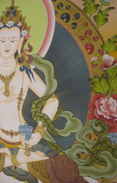 Tibetan Thangka Of Vajrasattva, [24k Real Gold]