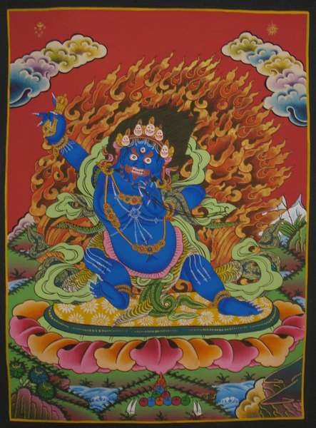 Tibetan Thangka Of Vajrapani [chana Dorje]
